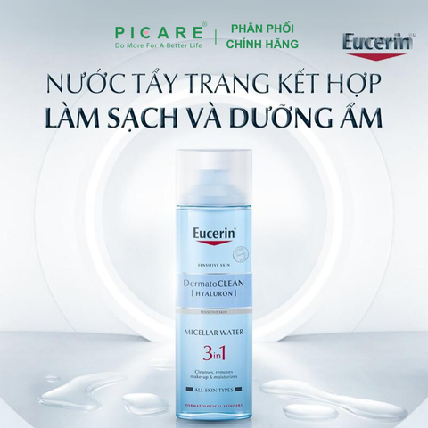 Nước Tẩy Trang Dành Cho Da Nhạy Cảm Eucerin Dermato Clean Hyaluron Micellar Water 3In1 400ml