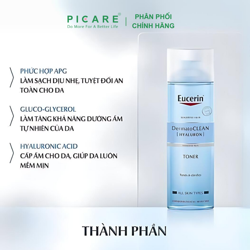 Nước Hoa Hồng Cho Da Nhạy Cảm Eucerin DermatoCLEAN Hyaluron Toner 200ml - 63995