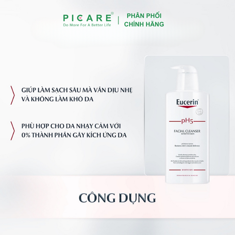 Sữa rửa mặt pH5 cho da nhạy cảm Eucerin Facial Cleanser Sensitive Skin