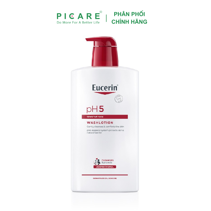Sữa Tắm Và Rửa Mặt Dịu Nhẹ Dành Cho Da Nhạy Cảm Eucerin pH5 Washlotion 1000ml – 63075