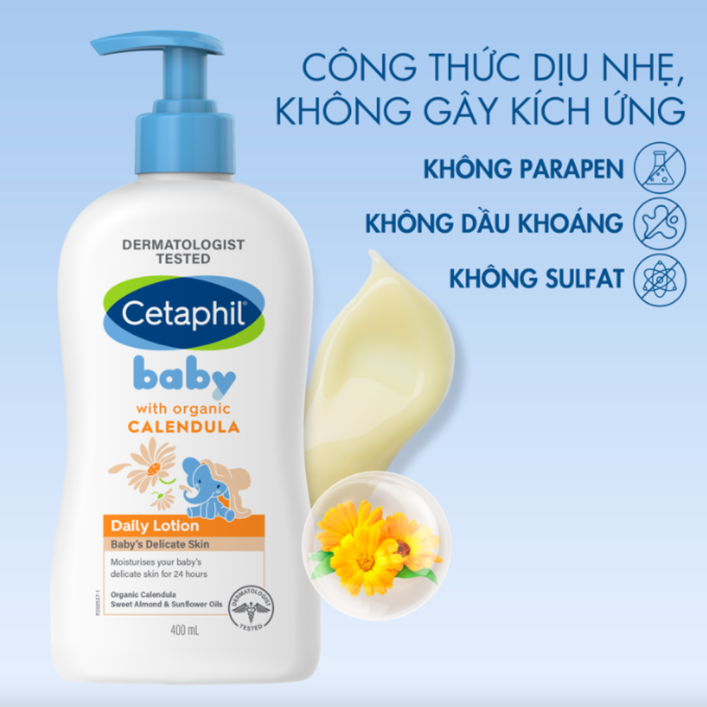 Sữa Dưỡng Ẩm Dịu Nhẹ Hằng Ngày Cho Bé Cetaphil Baby Daily Lotion with Organic Calendula 400ml