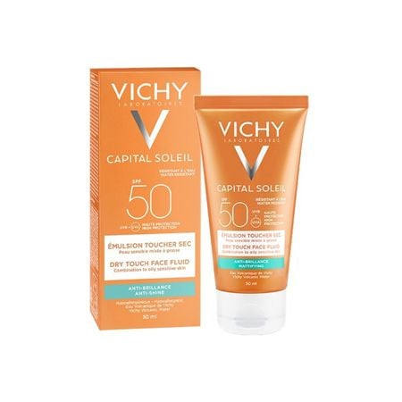 Kem Chống Nắng Bảo Vệ Da Không Nhờn Rít Vichy Ideal Soleil Mattifying Face Fluid Dry Touch SPF50 UVA + UVB 50ml