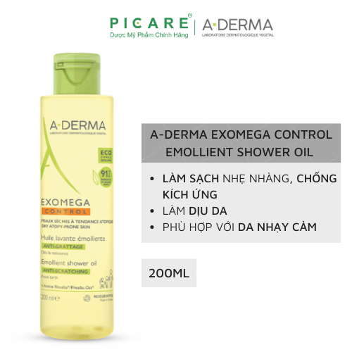 Dầu Tắm Chuyên Biệt Cho Da Cơ Địa, Da Khô A-derma Exomega Control Emollient Shower Oil 200ml