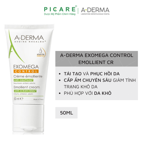 Kem Dưỡng Ẩm Chuyên Biệt Dành Cho Da Cơ Địa, Da Khô A-Derma Exomega Control Emollient Cream 40ml