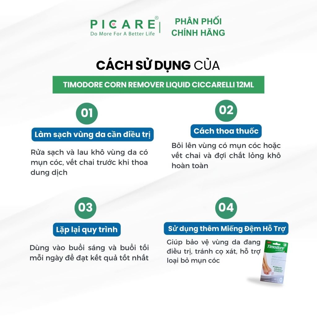 Dung dịch loại bỏ mụn cóc, vết chai -Timodore  Corn Remover Liquid Ciccarelli 12ml