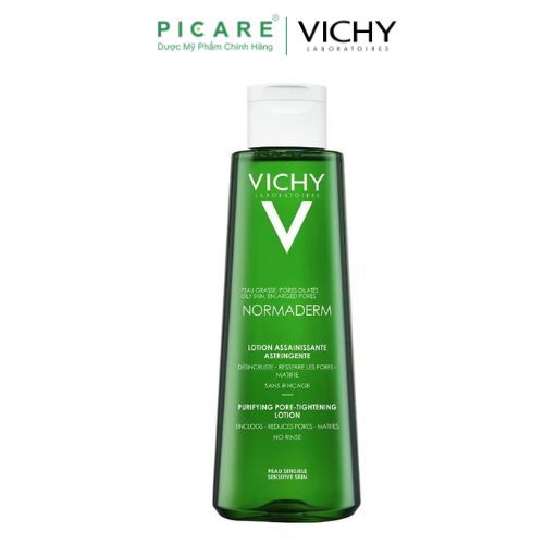 Nước Cân Bằng Giảm Bóng Dầu, Se Khít Lỗ Chân lông Cho Da Dầu, Mụn Vichy Normaderm Purifying Pore-Tightening Lotion 200ml