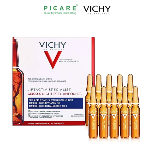 Tinh Chất Cô Đặc Dưỡng Sáng Da, Giảm Thâm Nám Ban Đêm Vichy Liftactiv Specialist Glyco-C Night Peel Ampoules 2ml x 10 ống