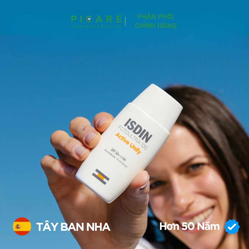 Sữa chống nắng hỗ trợ làm sáng làm đều màu da ISDIN Fotoultra 100 Active Unify SPF50+ 50ml
