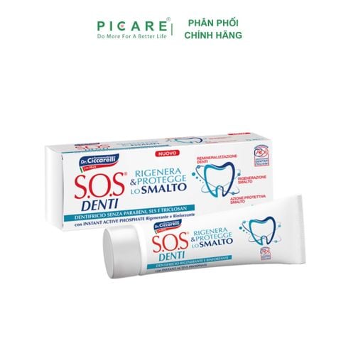 Kem đánh răng bảo vệ và phục hồi men răng dành cho răng bị ê buốt, ố màu do men răng bị xói mòn - S.O.S DENTI Enamel Toothpaste 75 ml