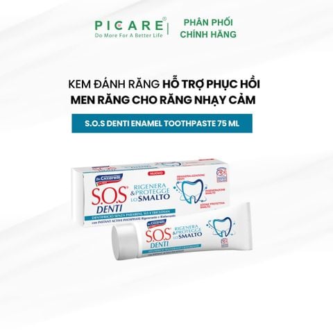 Kem đánh răng bảo vệ và phục hồi men răng dành cho răng bị ê buốt, ố màu do men răng bị xói mòn - S.O.S DENTI Enamel Toothpaste 75 ml