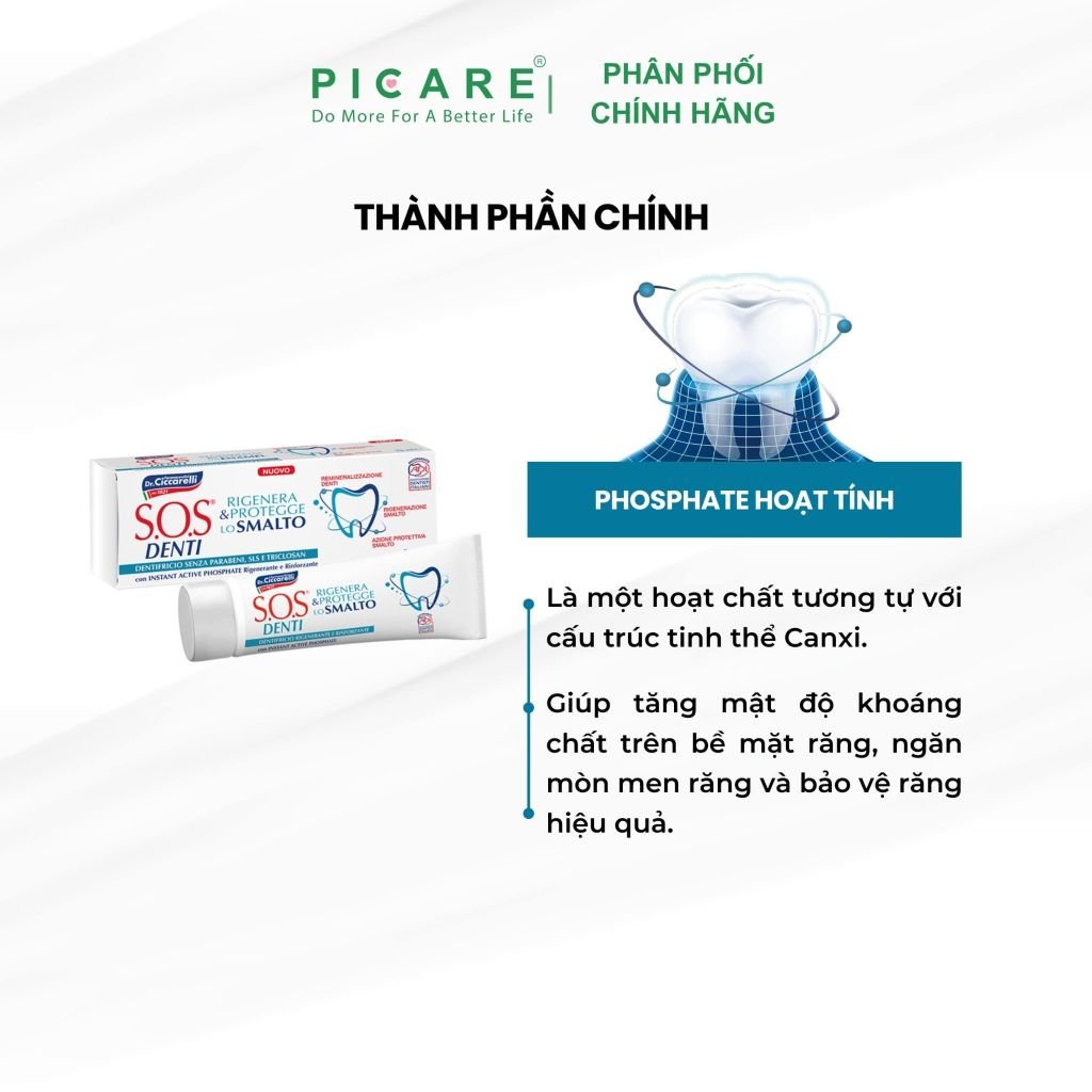 Kem đánh răng bảo vệ và phục hồi men răng dành cho răng bị ê buốt, ố màu do men răng bị xói mòn - S.O.S DENTI Enamel Toothpaste 75 ml