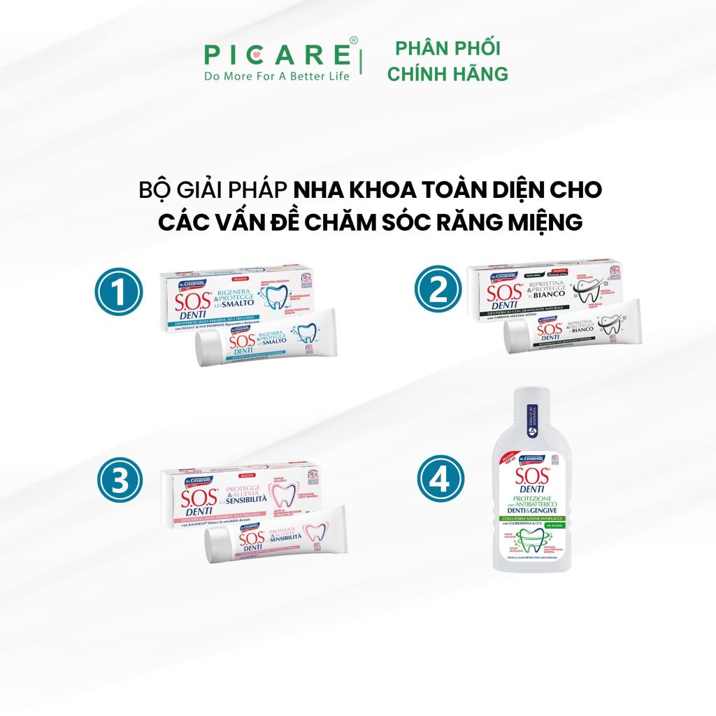 Kem đánh răng bảo vệ và cải thiện men răng dành cho răng bị ê buốt, ố màu do men răng bị xói mòn - S.O.S DENTI Enamel Toothpaste 75 ml