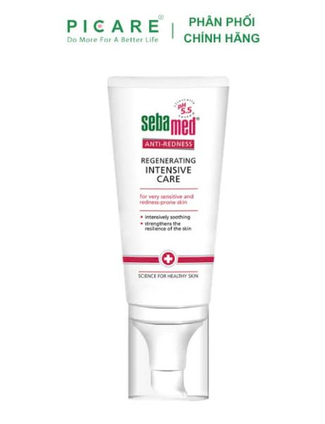 Kem làm dịu, phục hồi và ngăn ngừa kích ứng cho da nhạy cảm, dễ mẩn đỏ ban đêm - Sebamed Anti-Redness Regenerating Intensive Care 50ml