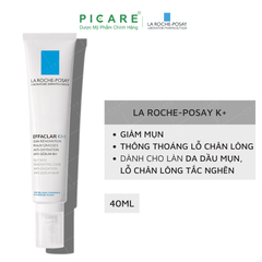 Kem Dưỡng Kiềm Dầu Và Hỗ Trợ Giảm Mụn Đầu Đen La Roche-Posay Effaclar K+ 40ml