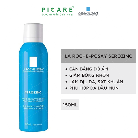 Xịt Khoáng Làm Dịu Cho Da Dầu Mụn La-Roche Posay Serozinc Zinc Sulfate Solution Cleansing, Soothing 150ml