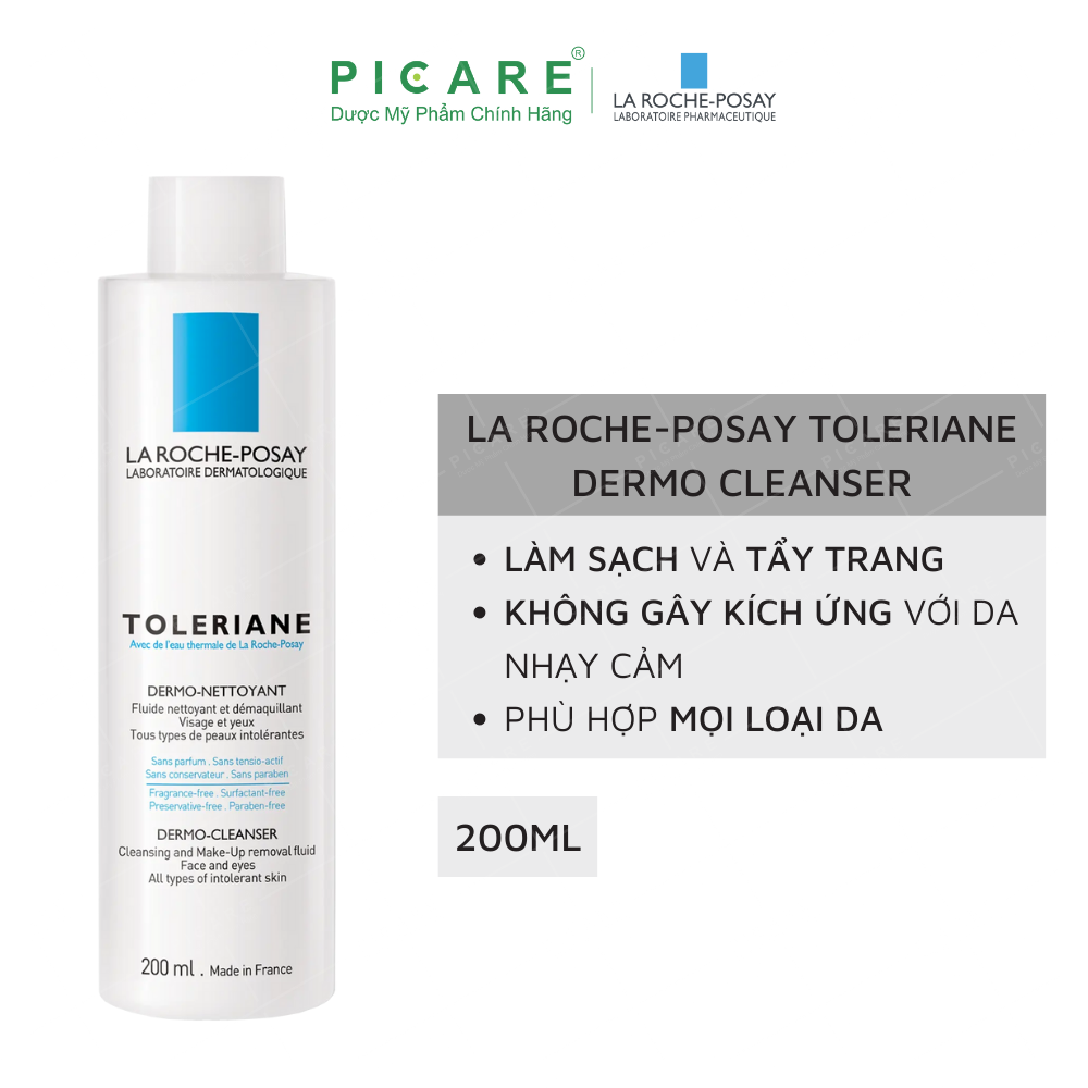 Sữa Rửa Mặt & Tẩy Trang Cho Da Nhạy Cảm La Roche-Posay Toleriane Dermo Cleanser 200ml