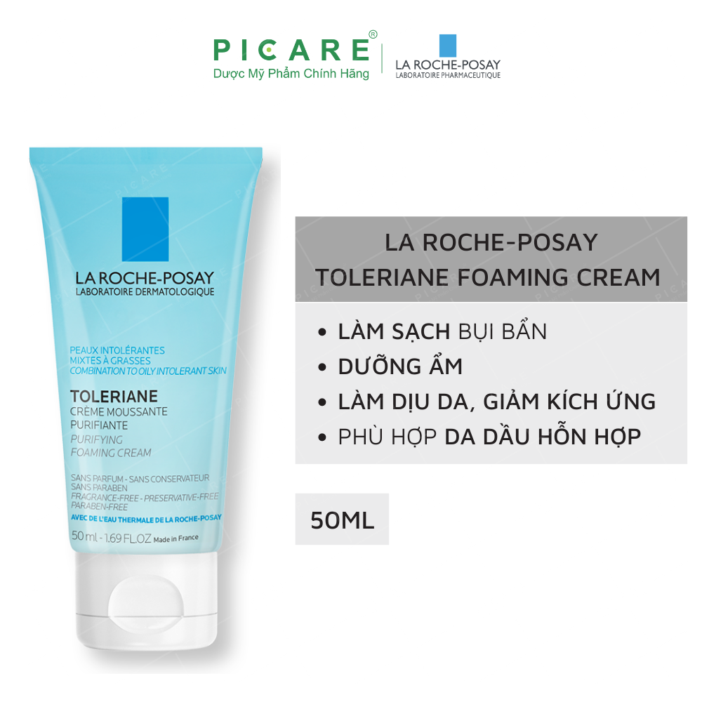 Sữa Rửa Mặt Cho Da Hỗn Hợp & Da Dầu Rất Nhạy Cảm La Roche-Posay Toleriane Purifying Foaming Cream 50ml