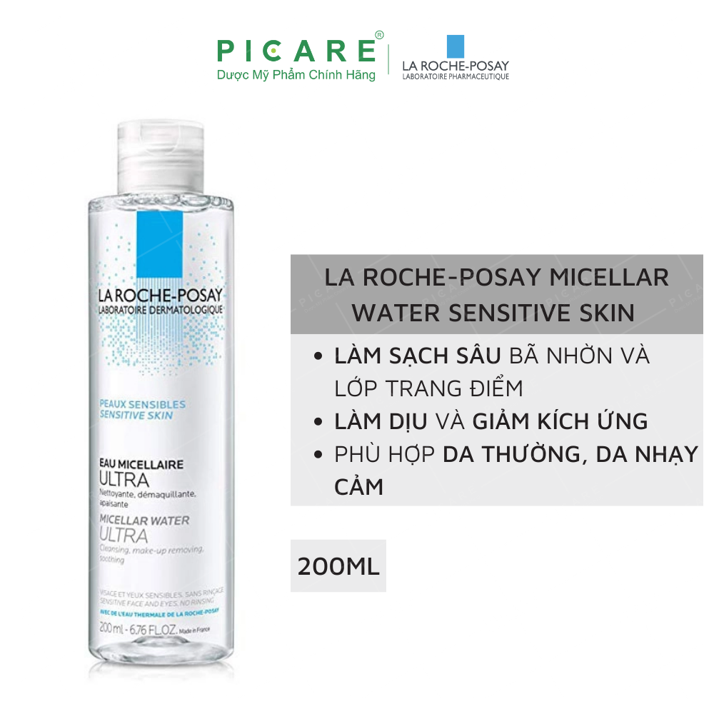 Nước Tẩy Trang Dành Cho Da Khô, Da Nhạy Cảm La Roche-Posay  Micellar Water Ultra Sensitive 200ml