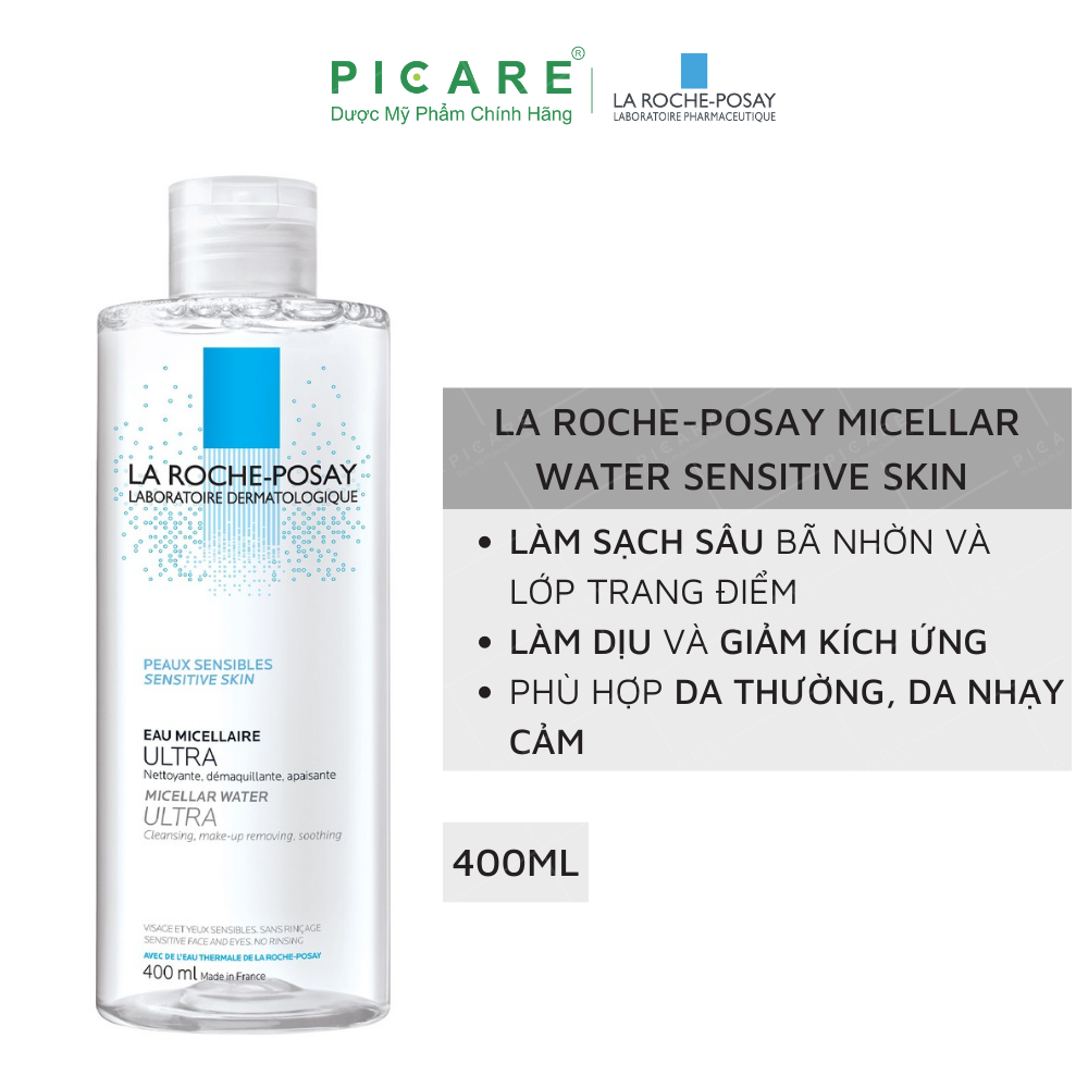 Nước Tẩy Trang Dành Cho Da Khô, Da Nhạy Cảm La Roche-Posay Micellar Water Ultra Sensitive 400ml