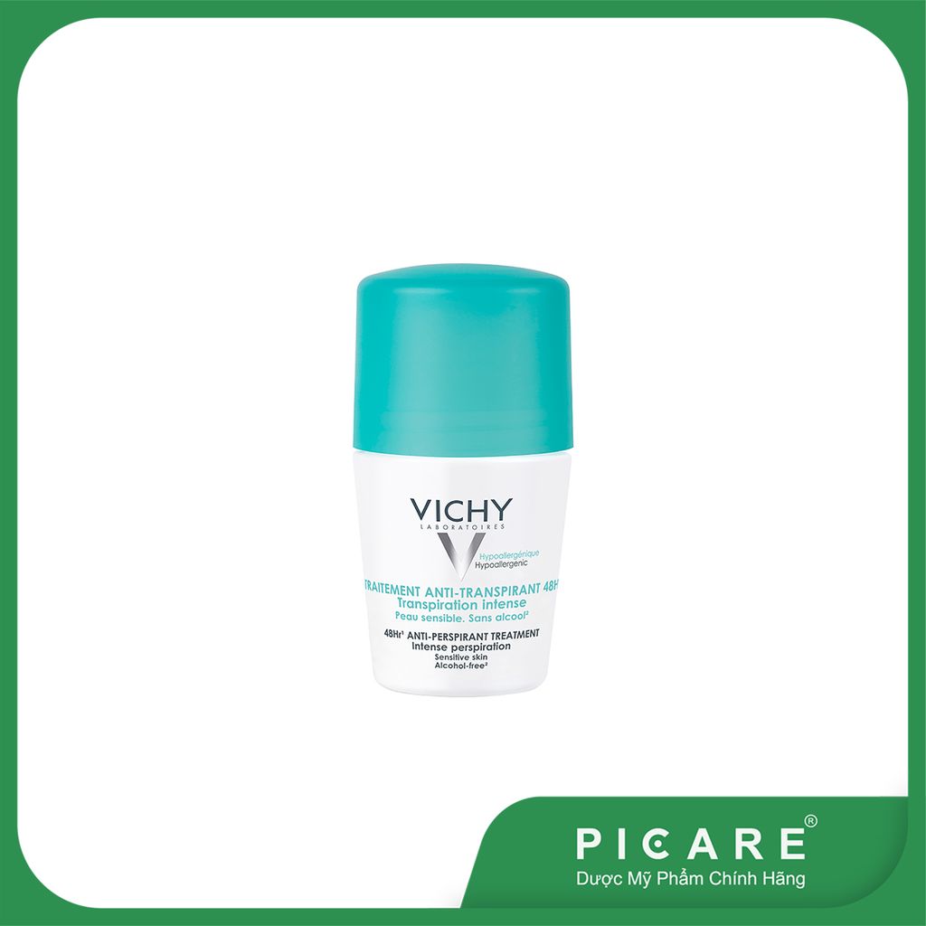 Lăn Khử Mùi Giúp Khô Thoáng Vùng Da Dưới Cánh Tay 48h Vichy Antiperspirant Deodorant 48h Kraftig Transpiration 50ml