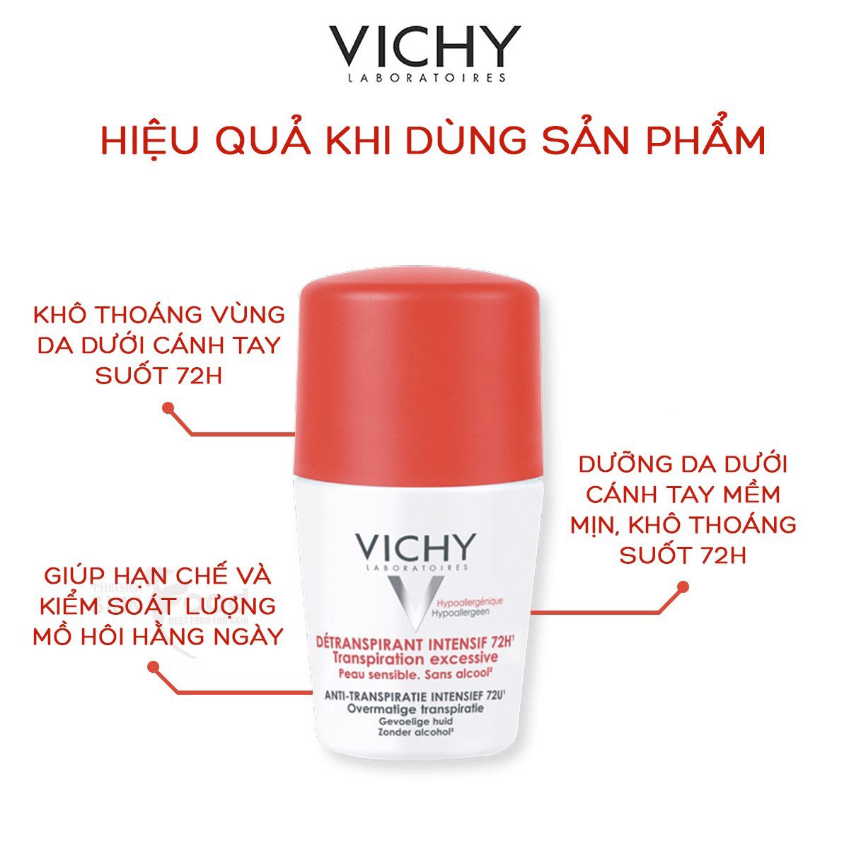 Lăn Khử Mùi Giúp Khô Thoáng Vùng Da Dưới Cánh Tay 72h Vichy Detranspirant  Intensif 72h Transpiration Excessive 50mlLăn Giúp Khô Thoáng Vùng Da Dưới  Cánh Tay 72H Deodorant – CÔNG TY