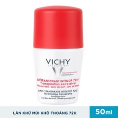 Lăn Khử Mùi Giúp Khô Thoáng Vùng Da Dưới Cánh Tay 72h Vichy Detranspirant Intensif 72h Transpiration Excessive 50ml