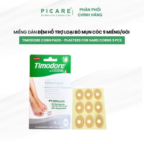 Miếng dán đệm hỗ trợ loại bỏ mụn cóc Timodore 9 miếng/gói - Timodore Corn Pads - Plasters For Hard Corns 9 pcs