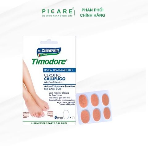 Miếng dán loại bỏ mụn cóc, vết chai Timodore 6 miếng/ gói - Timodore Corn Removers - Plasters With Corn Pad And Adhesive Fastening Flaps