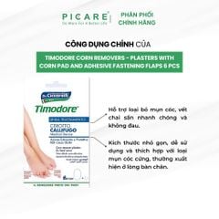 Miếng dán loại bỏ mụn cóc, vết chai Timodore 6 miếng/ gói - Timodore Corn Removers - Plasters With Corn Pad And Adhesive Fastening Flaps