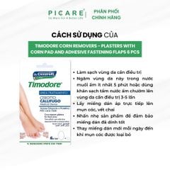 Miếng dán loại bỏ mụn cóc, vết chai Timodore 6 miếng/ gói - Timodore Corn Removers - Plasters With Corn Pad And Adhesive Fastening Flaps