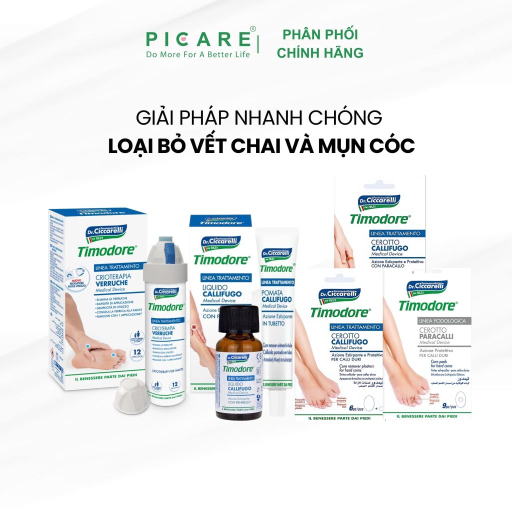 Miếng dán loại bỏ mụn cóc, vết chai Timodore 6 miếng/ gói - Timodore Corn Removers - Plasters With Corn Pad And Adhesive Fastening Flaps