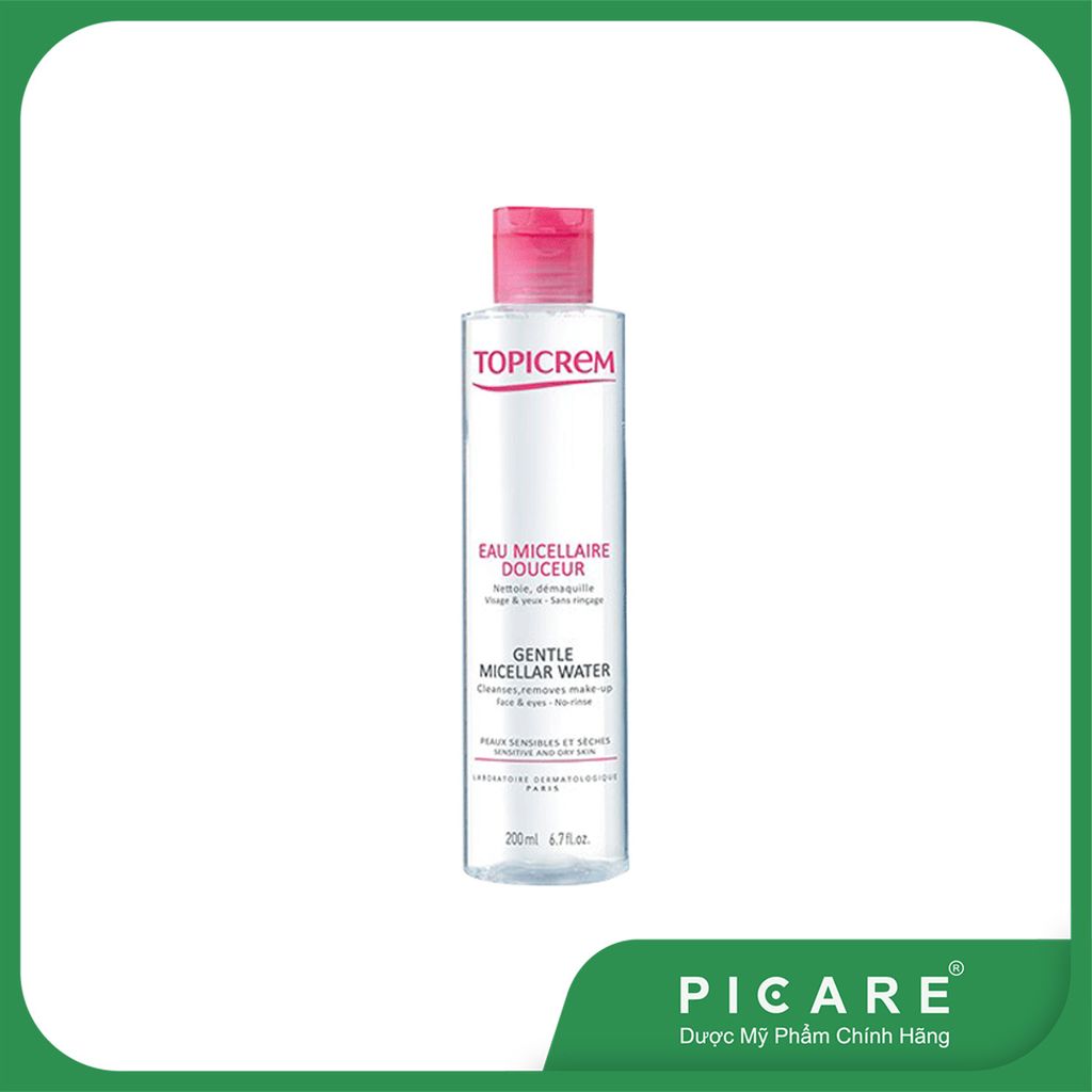 Nước Tẩy Trang Giúp Làm Sạch Nhẹ Nhàng Và Dưỡng Ẩm Dành Da Mặt Và Da Vùng Mắt Topicrem Gentle Micellar Water 200ml