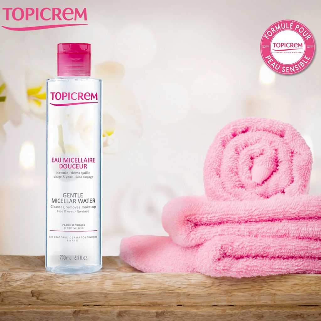 Nước Tẩy Trang Giúp Làm Sạch Nhẹ Nhàng Và Dưỡng Ẩm Dành Da Mặt Và Da Vùng Mắt Topicrem Gentle Micellar Water 200ml