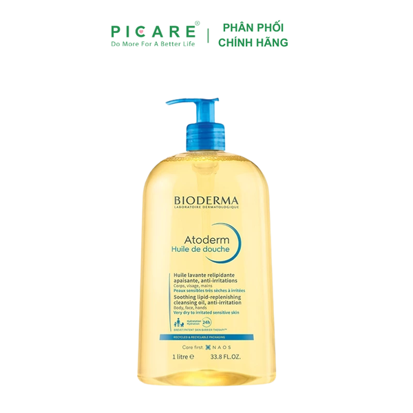 Dầu tắm giúp làm sạch, làm dịu và dưỡng ẩm dành cho da khô, da nhạy cảm Atoderm Huile De Douche 1L