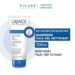 Gel Làm Sạch Dành Cho Da Kích Ứng Uriage  Bariederm Cica Gel Nettoyant 200ml