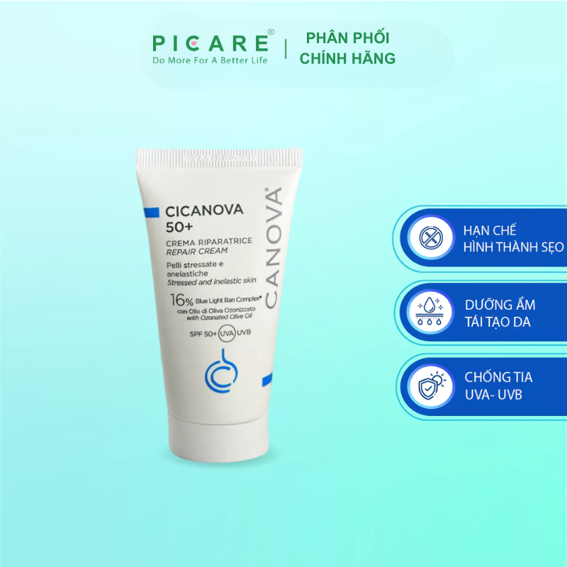 Kem dưỡng ban ngày phục hồi da sau tổn thương Canova Cicanova Repair Cream 50+ 50ml
