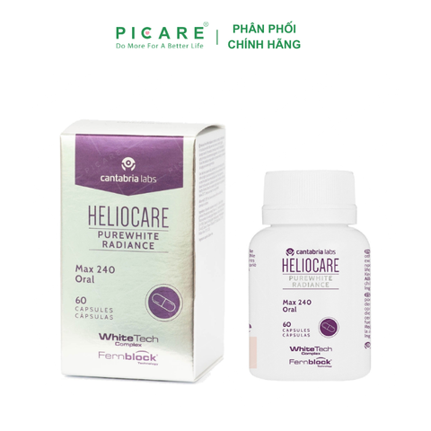 Viên Uống Hỗ Trợ Trắng Da, Chống Lão Hóa Heliocare Purewhite Radiance Max 240 Hộp 60 Viên Nang