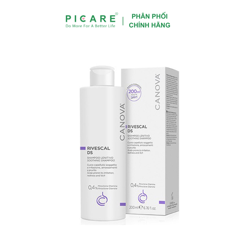Dầu gội làm dịu da, ngăn ngừa tiết bã nhờn dành cho da bị kích ứng da gàu Canova Rivescal DS 200ml
