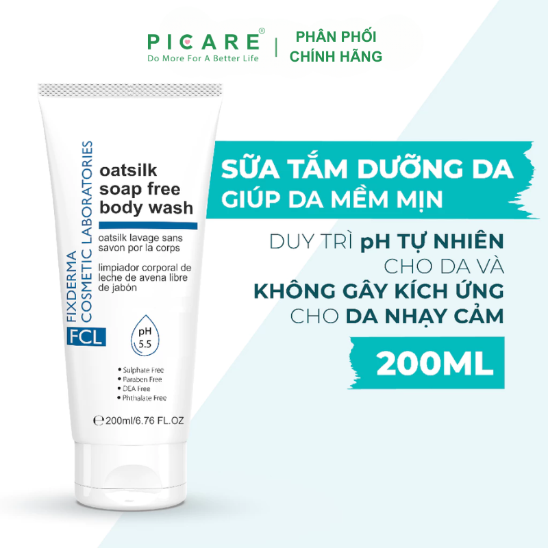 Sữa Tắm Dưỡng Ẩm Giảm Ngứa, Khô Da, Sáng Da FCL Oatsilk Soap Free Body Wash 200ml