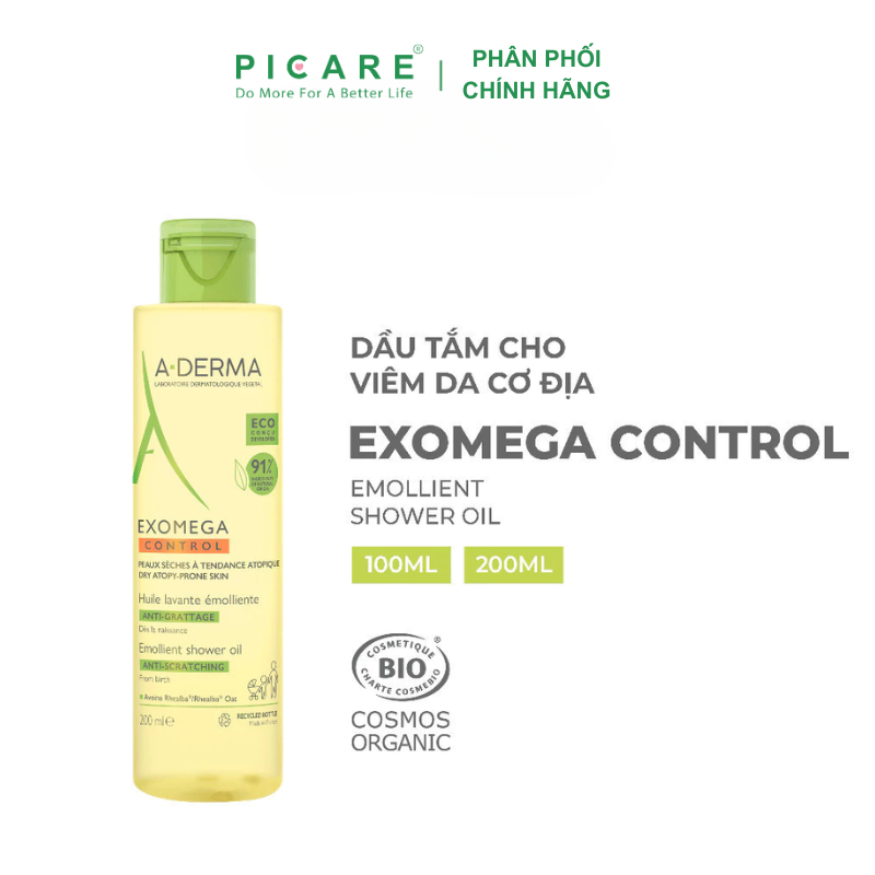 Dầu Tắm Chuyên Biệt Cho Da Cơ Địa, Da Khô A-derma Exomega Control Emollient Shower Oil 100ml