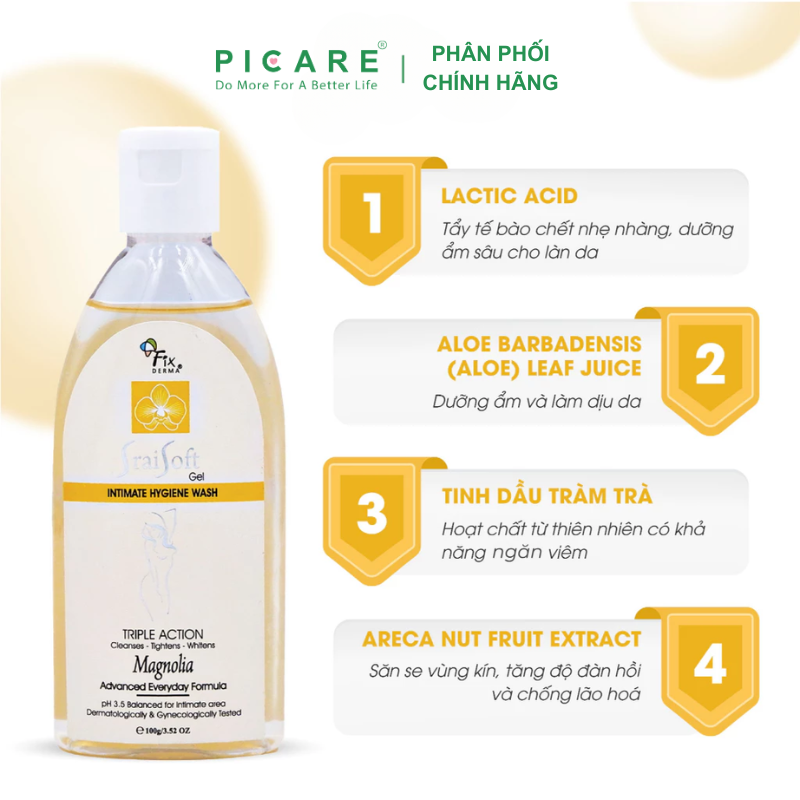 Dung dịch vệ sinh vùng kín hương hoa mộc lan Fixderma Srai Soft Gel  Magnolia 100g