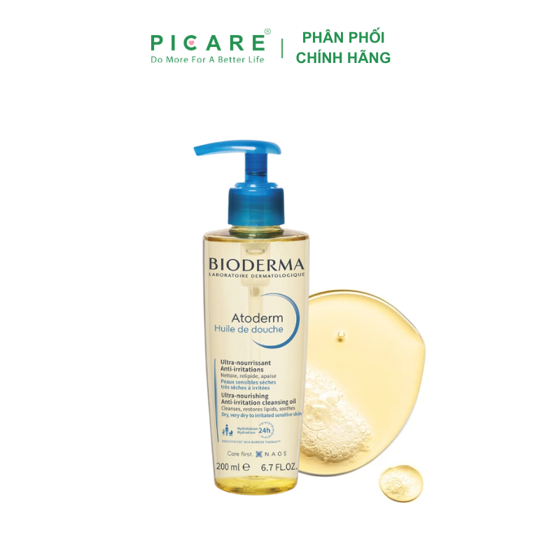 Dầu Tắm Làm Sạch, Làm Dịu Và Dưỡng Ẩm Dành Cho Da Khô, Da Nhạy Cảm Atoderm Huile De Douche 200ml