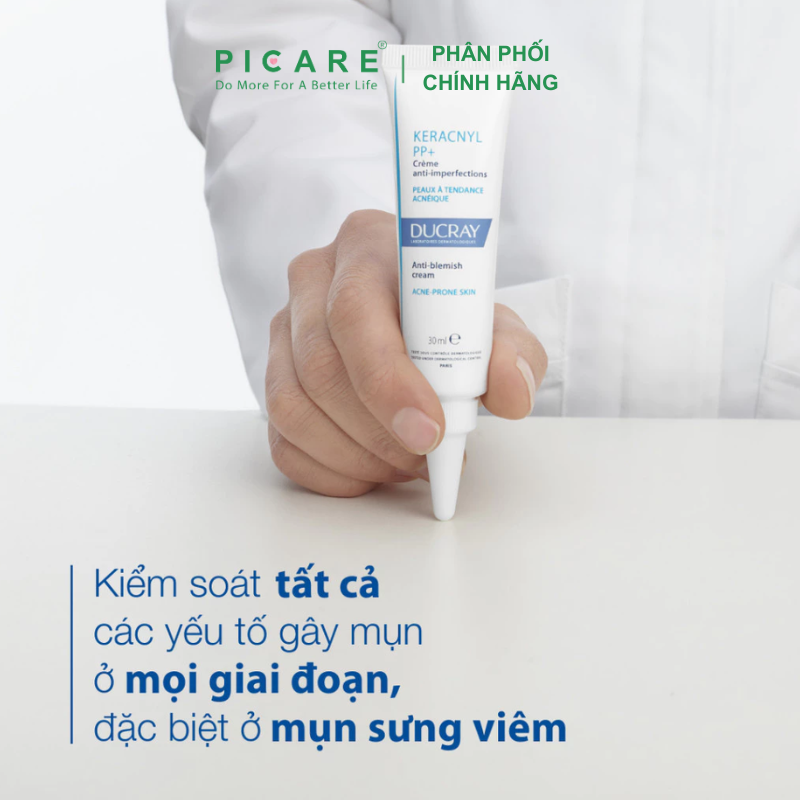 Kem dưỡng Ducray cân bằng dầu giảm viêm mụn Ducray Keracnyl PP Anti-Blemish Soothing Cream 30ml