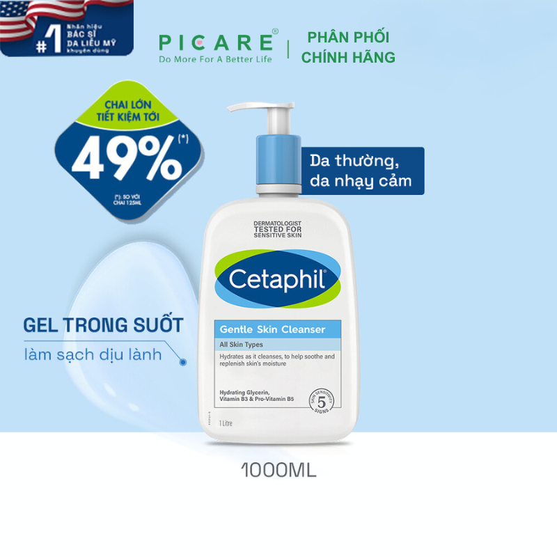 Sữa rửa mặt dịu nhẹ dành cho mọi loại da Cetaphil Gentle Skin Cleanser All Skin types 1000Ml