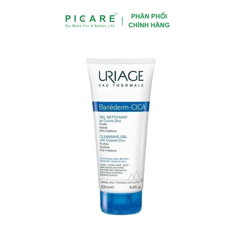 Gel Làm Sạch Dành Cho Da Kích Ứng Uriage  Bariederm Cica Gel Nettoyant 200ml