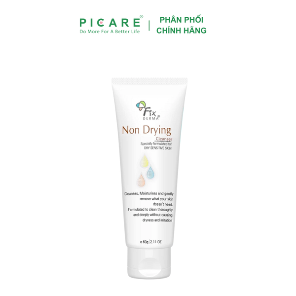 Sữa rửa mặt làm sạch bụi bẩn dầu nhờn tẩy tế bào chết Fixderma Non Drying Cleanser 60g