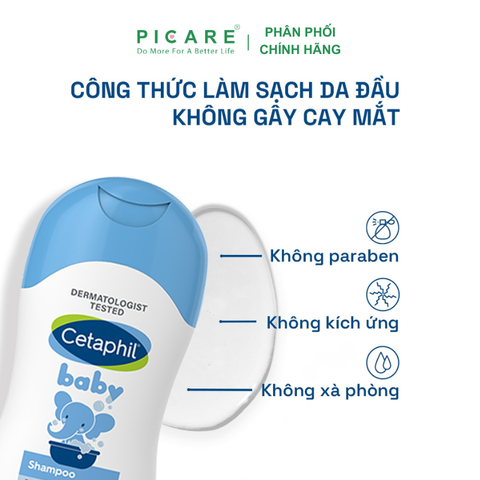 Dầu Gội Làm Sạch, Bảo Vệ Da Đầu Nhạy Cảm Cho Bé Cetaphil Baby Shampoo 200ml
