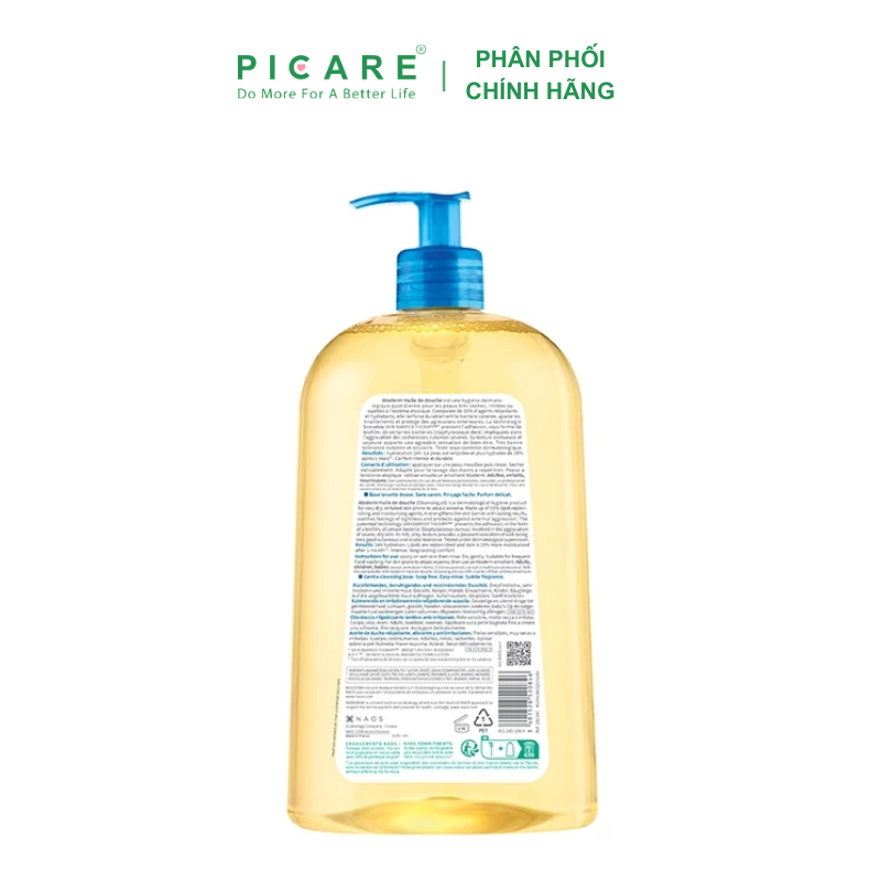 Dầu tắm giúp làm sạch, làm dịu và dưỡng ẩm dành cho da khô, da nhạy cảm Atoderm Huile De Douche 1L