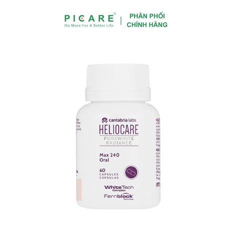 Viên Uống Hỗ Trợ Trắng Da, Chống Lão Hóa Heliocare Purewhite Radiance Max 240 Hộp 60 Viên Nang
