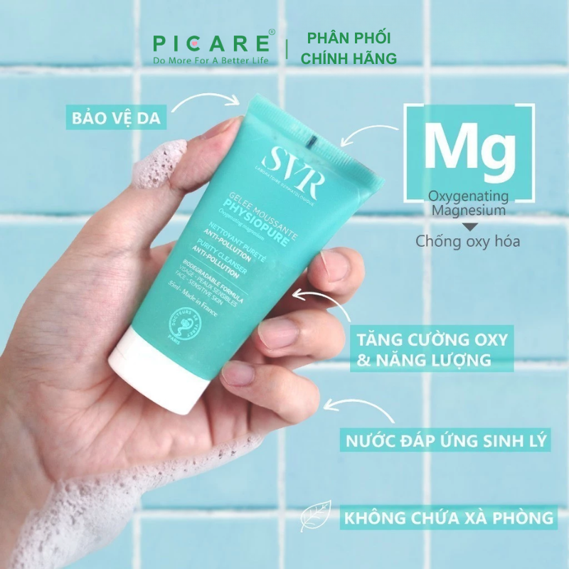 Gel Rửa Mặt Dành Cho Da Nhạy Cảm SVR Physiopure Gelée Moussante 55ml